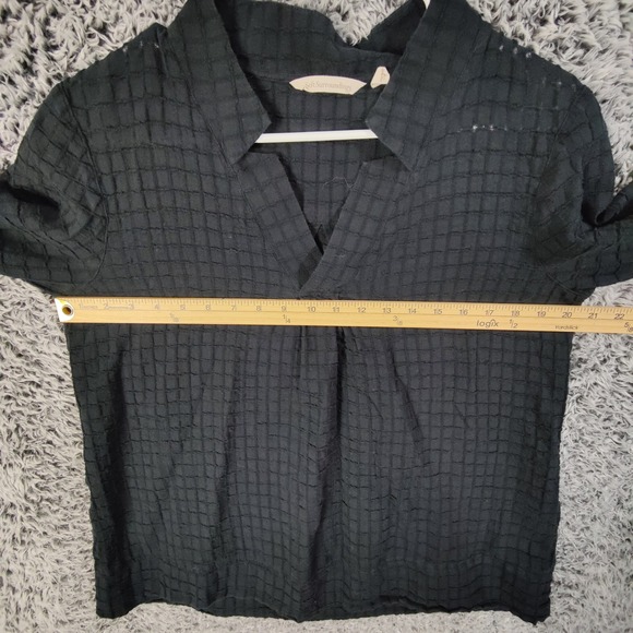 Soft Surroundings Black Breathable Grid 3/4 Sleeve Overlay Shirt Top Women Large - Picture 4 of 7